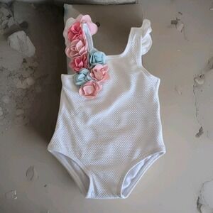 Janie And Jack Baby Girl One Piece Swimsuit 6 to 12 Months Sleeveless Floral